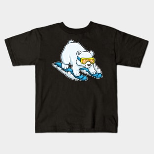 Polar bear as Skier with Skis & Ski goggles Kids T-Shirt